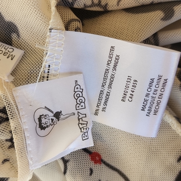 Betty Boop Y2K Punk Goth Sheer Mesh Stretch Long Sleeve Graphic Crop Top M L - Picture 15 of 16